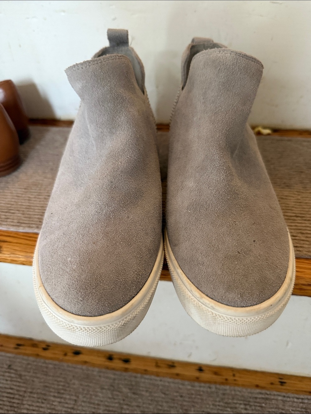 Grey Suede Slip-On Sneakers
